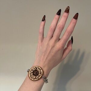 Sunflower Wood and Silver Bracelet